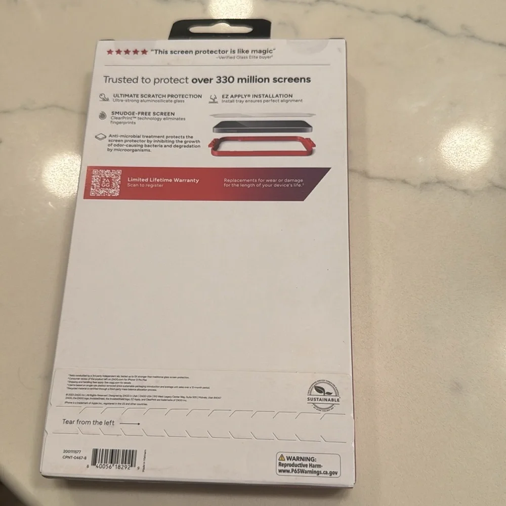 New in box ZAGG InvisibleShield Hybrid Glass AM for iPhone 15 Pro Max